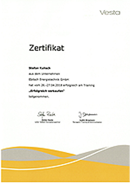 Zertifikat Vesta Akademie